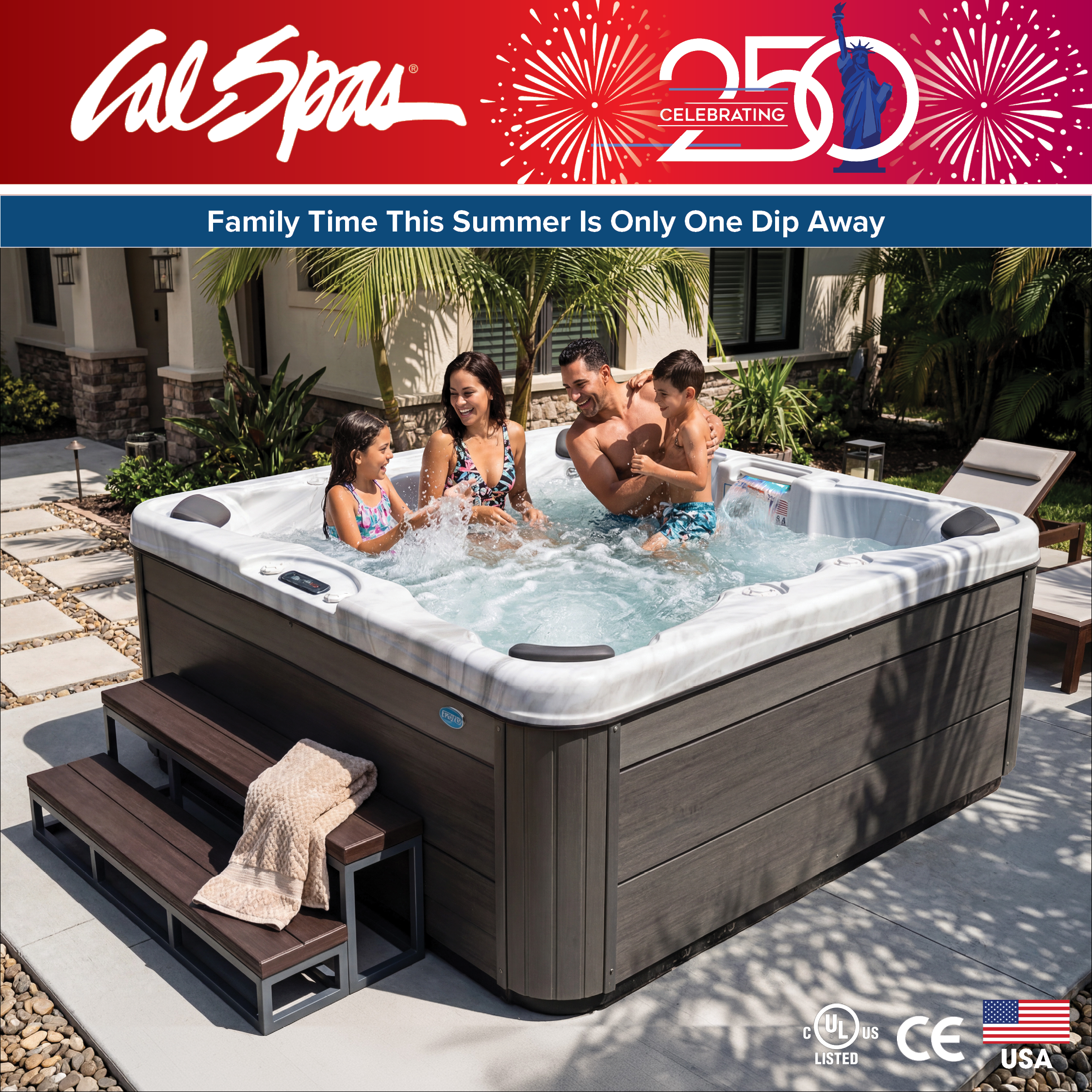 Calspas hot tub being used in a family setting - La Verkin